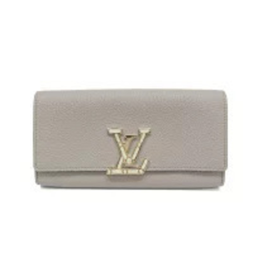 Louis Vuitton Portefeuille Capucines Taurillon Leather Bifold Wallet Greige Gray